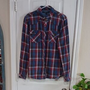 21men AN AMERICAN BRAND Fitted Cat Eye Snap Button Shacket